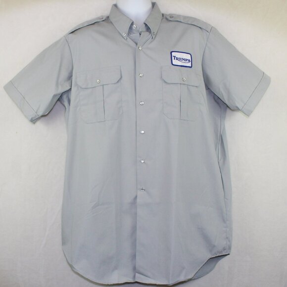 Triumph Motorcycle Biker Mechanic Peral Snap Short Sleeve Button Shirt (3XL) - Picture 1 of 7